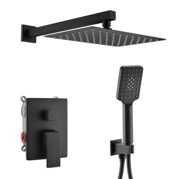 3-Spray Patterns with 2.5 GPM 8 in. Wall Mount Dual Shower Heads with Valve Included in Matte Black