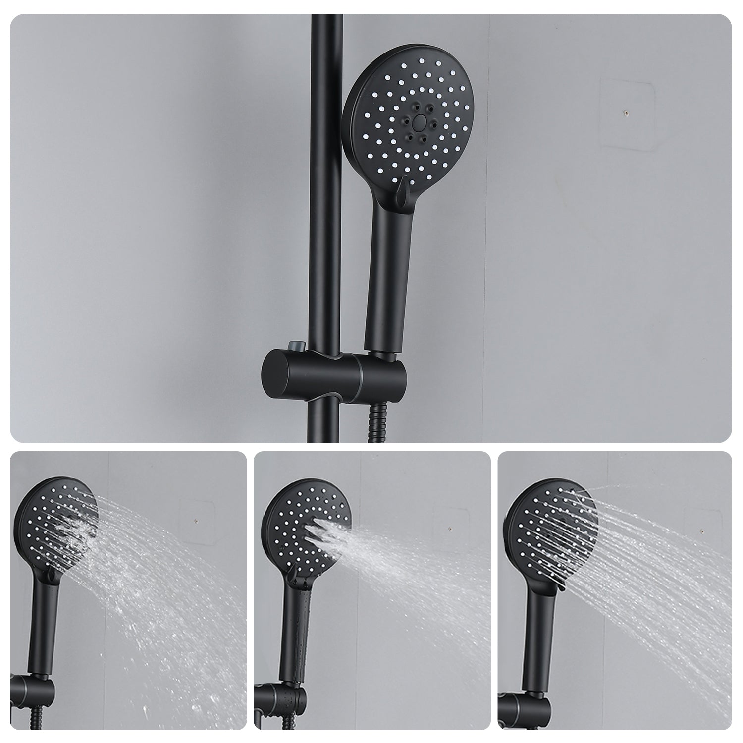 3 spray patterns handheld shower