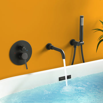 Matte Black 1-Handle Wall Mount Shower and Bathtub Faucet