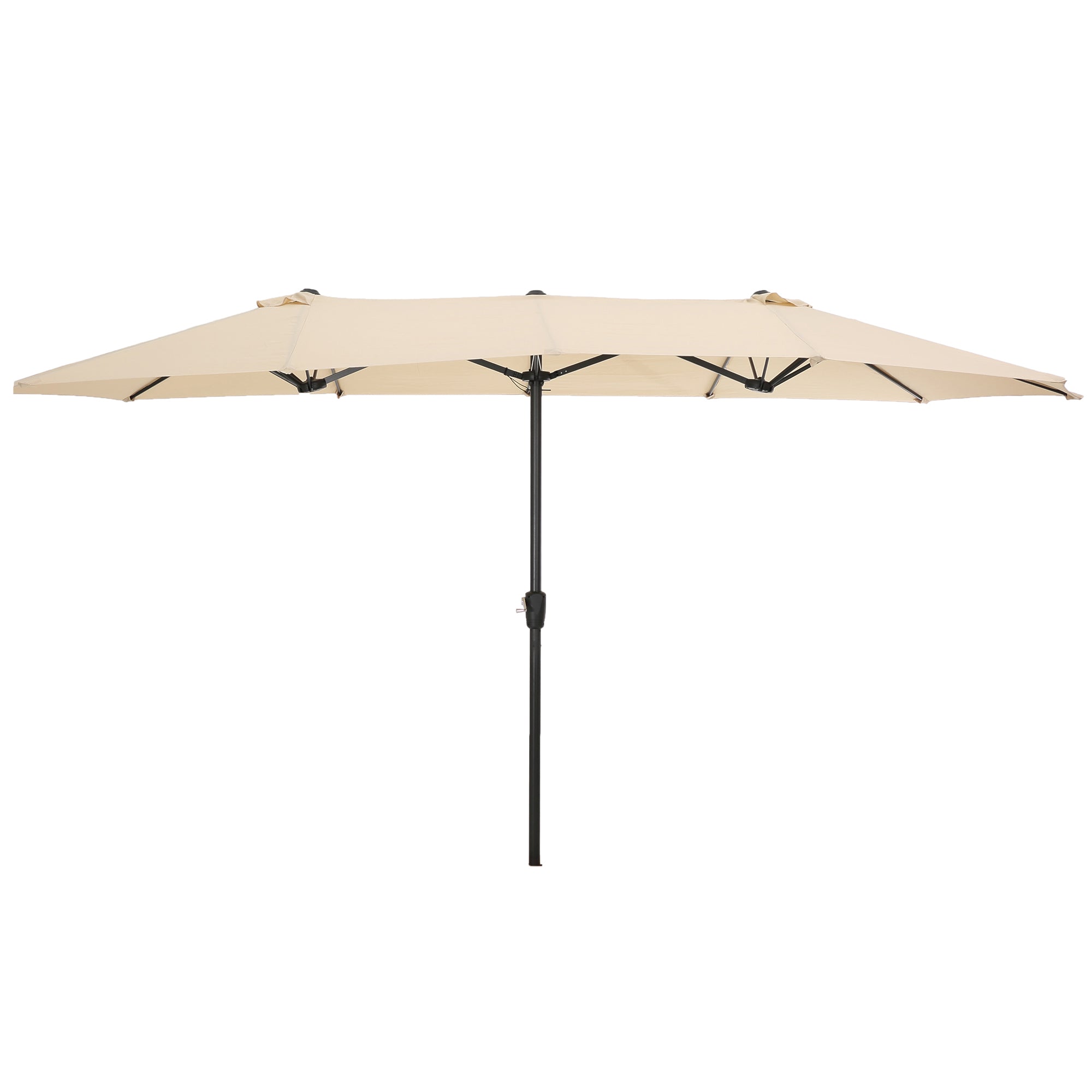 15x9ft Large Double-Sided Rectangular Outdoor Aluminum Twin Patio Market Umbrella w/Crank-tan