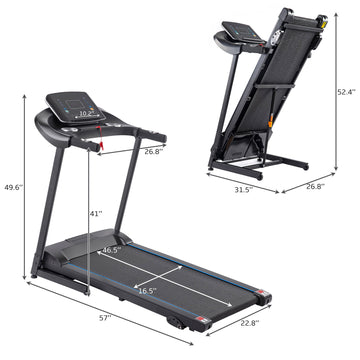 10 MPH Electric Motorized Treadmill with Audio Speakers