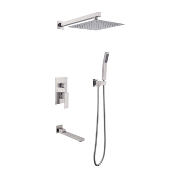 Shower System 10 Inch Square Bathroom Luxury Rain Mixer Shower Combo Set