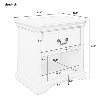 1 Drawer End Table Solid Wood, Traditional Design