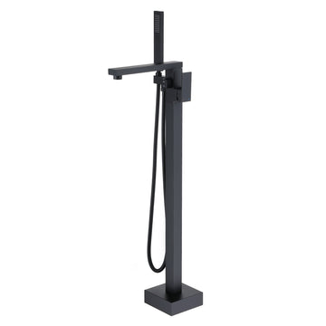 2-Handle Freestanding Bathtub Faucet with Handheld Shower in Matte Black