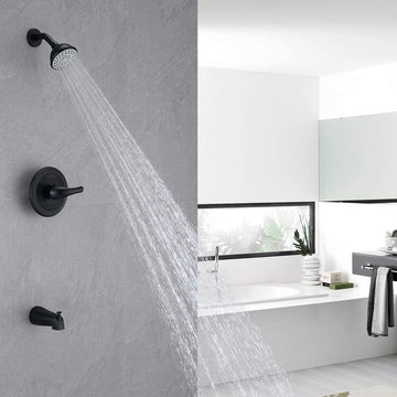 Boyel Living Rainfall Single-Handle Shower Head Set with Tub Faucet, Matte Black