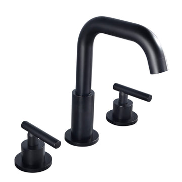 Boyel Living 8 in. Widespread 2-Handle Mid-Arc Bathroom Faucet with Valve and cUPC Water Supply Lines in Matte Black