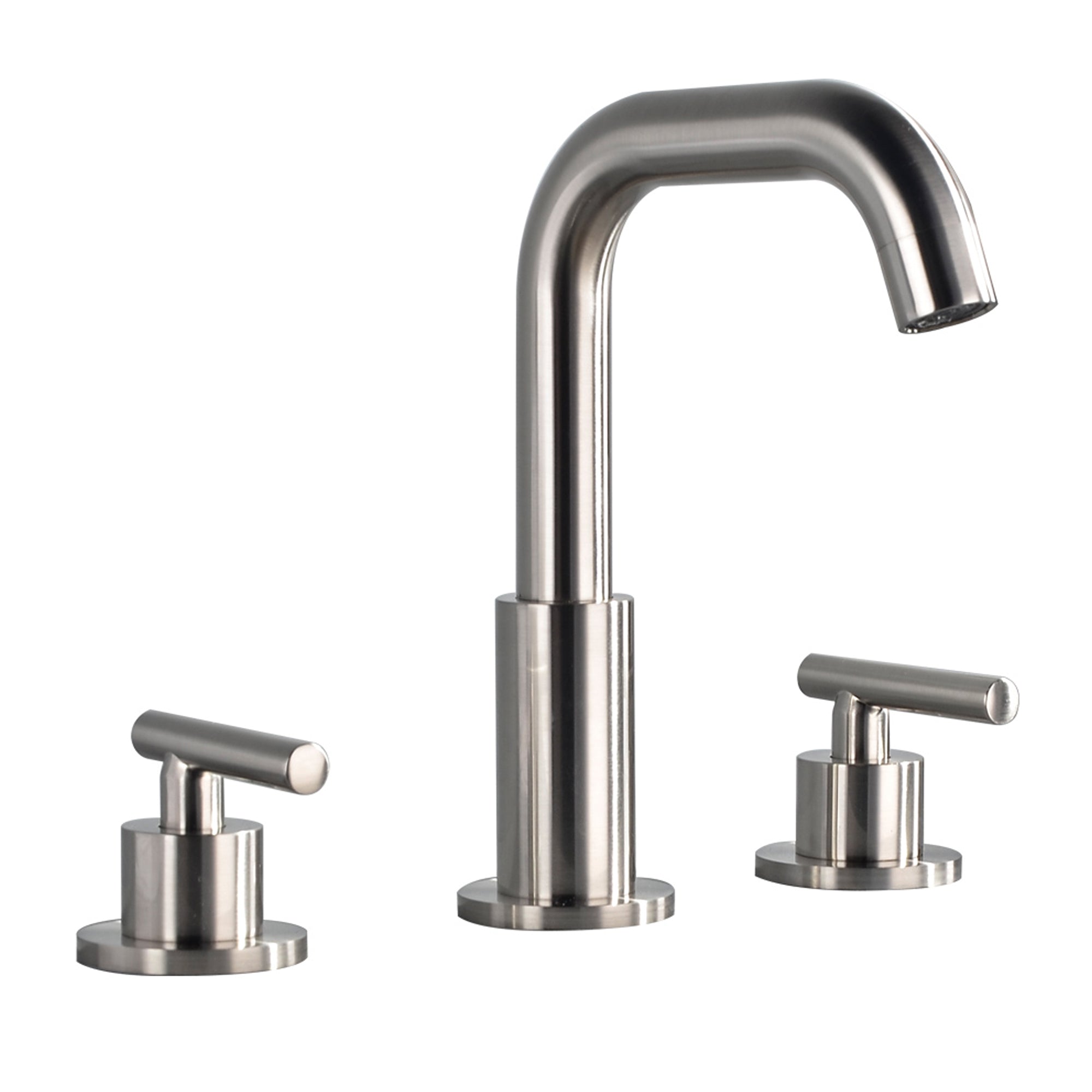 Boyel Living 8 in. Widespread 2-Handle Mid-Arc Bathroom Faucet with Valve and cUPC Water Supply Lines in Brushed Nickel