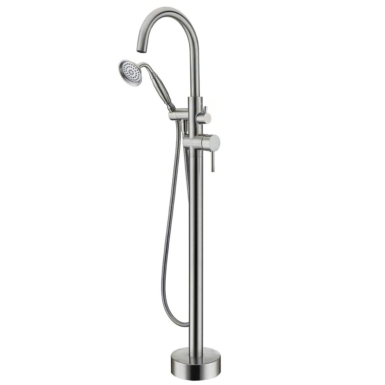 Boyel Living 6 GPM Floor Mount Freestanding Tub Faucet with Handheld Shower in Brushed Nickel