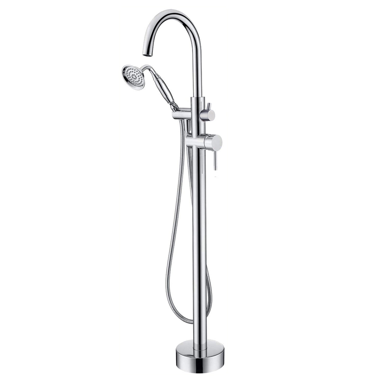 Boyel Living 6 GPM Floor Mount Freestanding Tub Faucet with Handheld Shower in Chrome