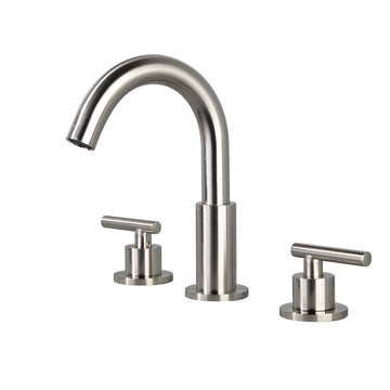 Boyel Living 8 in. Widespread 2-Handle Mid-Arc Bathroom Faucet with Valve and cUPC Water Supply Lines in Brushed Nickel