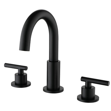 Boyel Living 8 in. Widespread 2-Handle Mid-Arc Bathroom Faucet with Valve and cUPC Water Supply Lines in Matte Black