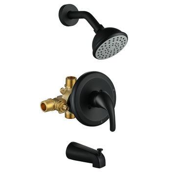 Boyel Living Rainfall Single-Handle Shower Head Set with Tub Faucet, Matte Black