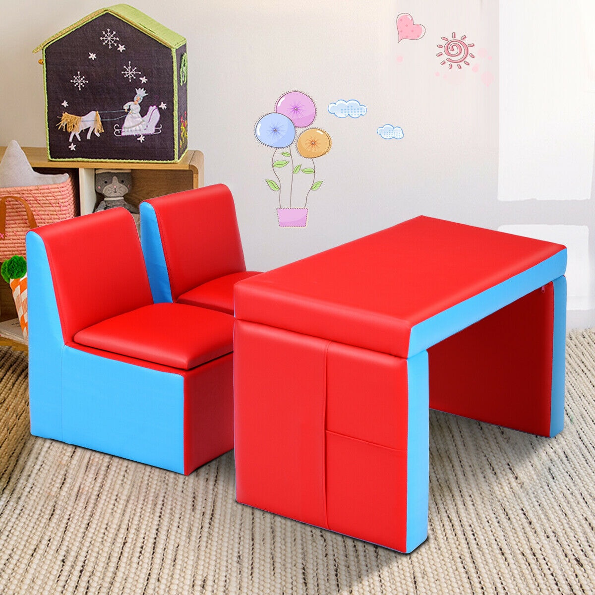 Multi-functional Kids Sofa Table Chair Set