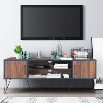 60 Inch TV Stand Media Center Storage Cabinet with Metal Leg