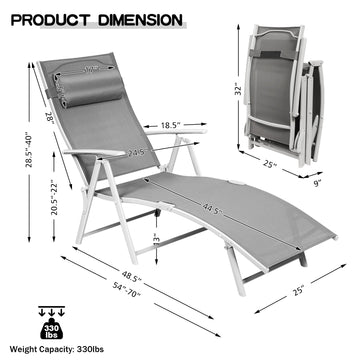 Outdoor Lightweight Folding Chaise Lounge Chair
