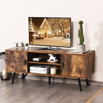Industrial TV Stand with Storage Cabinets