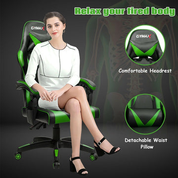 Gaming Chair Reclining Swivel with Massage Lumbar Support