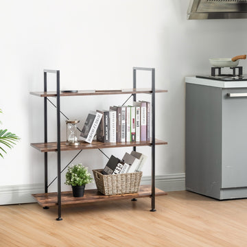 3-Tier Bookshelf Industrial Bookcase Display Shelf Storage Rack