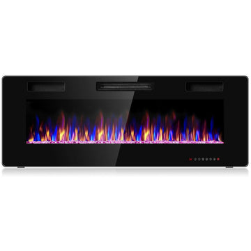 50 in. Recessed Ultra Thin Wall Mounted Electric Fireplace with Timer