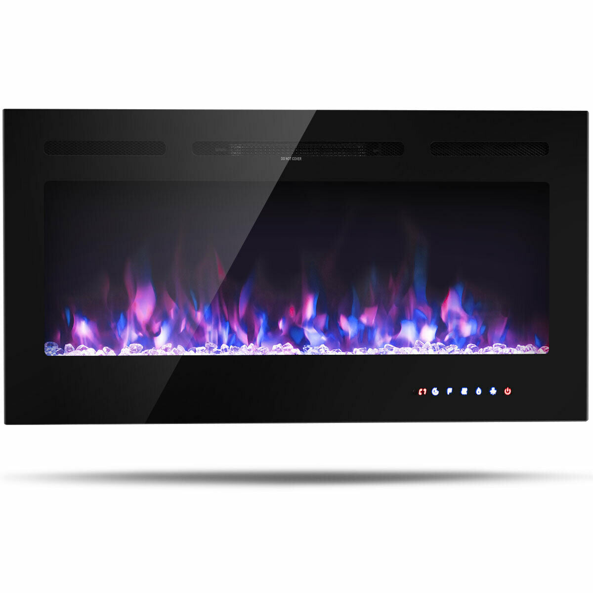 40" Recessed Wall Mounted Electric Fireplace with Multicolor Flame