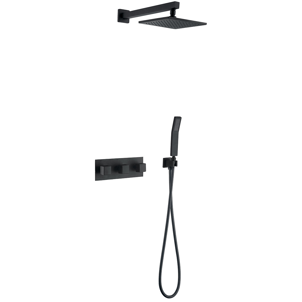Boyel Living 2 GPM 10 in. Wall Mount Dual Shower Heads, High Pressure Shower System in Matte Black