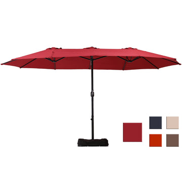 15ft Patio Market Umbrella with Base(Burgundy)