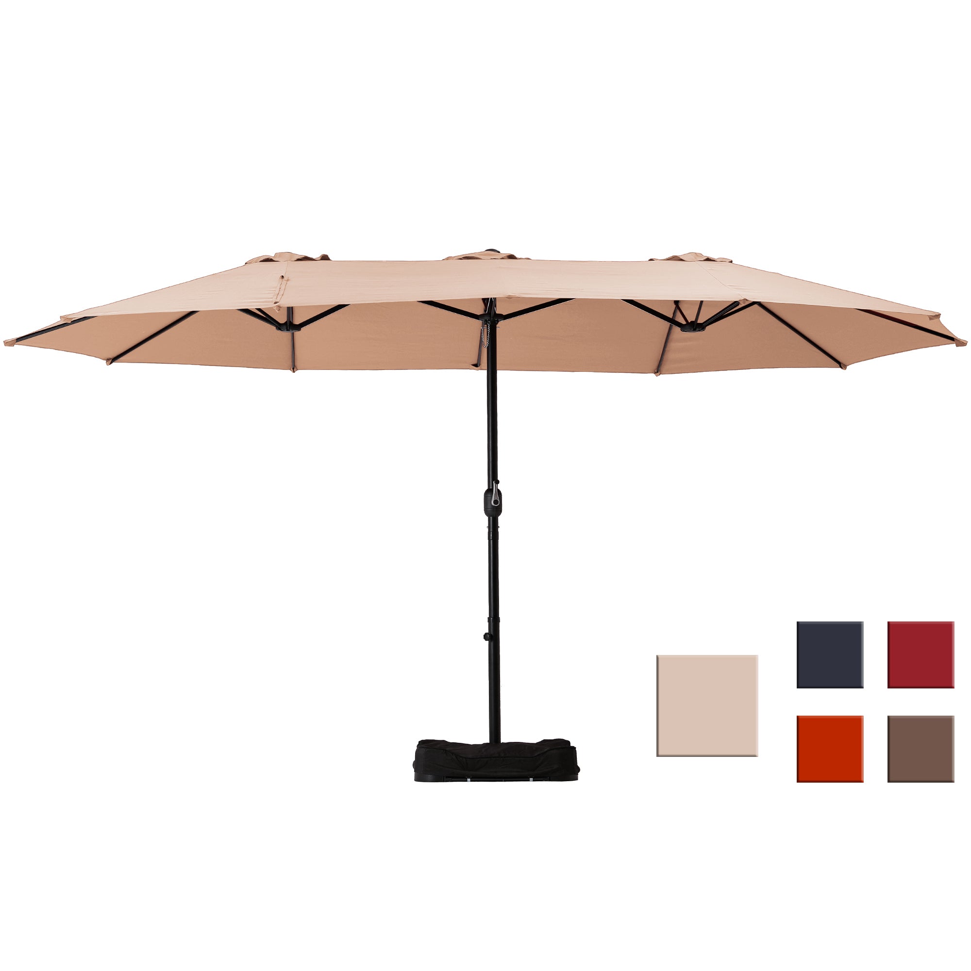 15ft Patio Market Umbrella with Base(Beige)