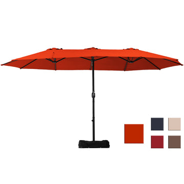 15ft Patio Market Umbrella with Base(Orange)