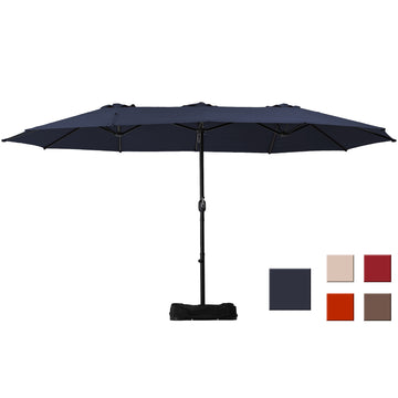 15ft Patio Market Umbrella with Base(Navy)