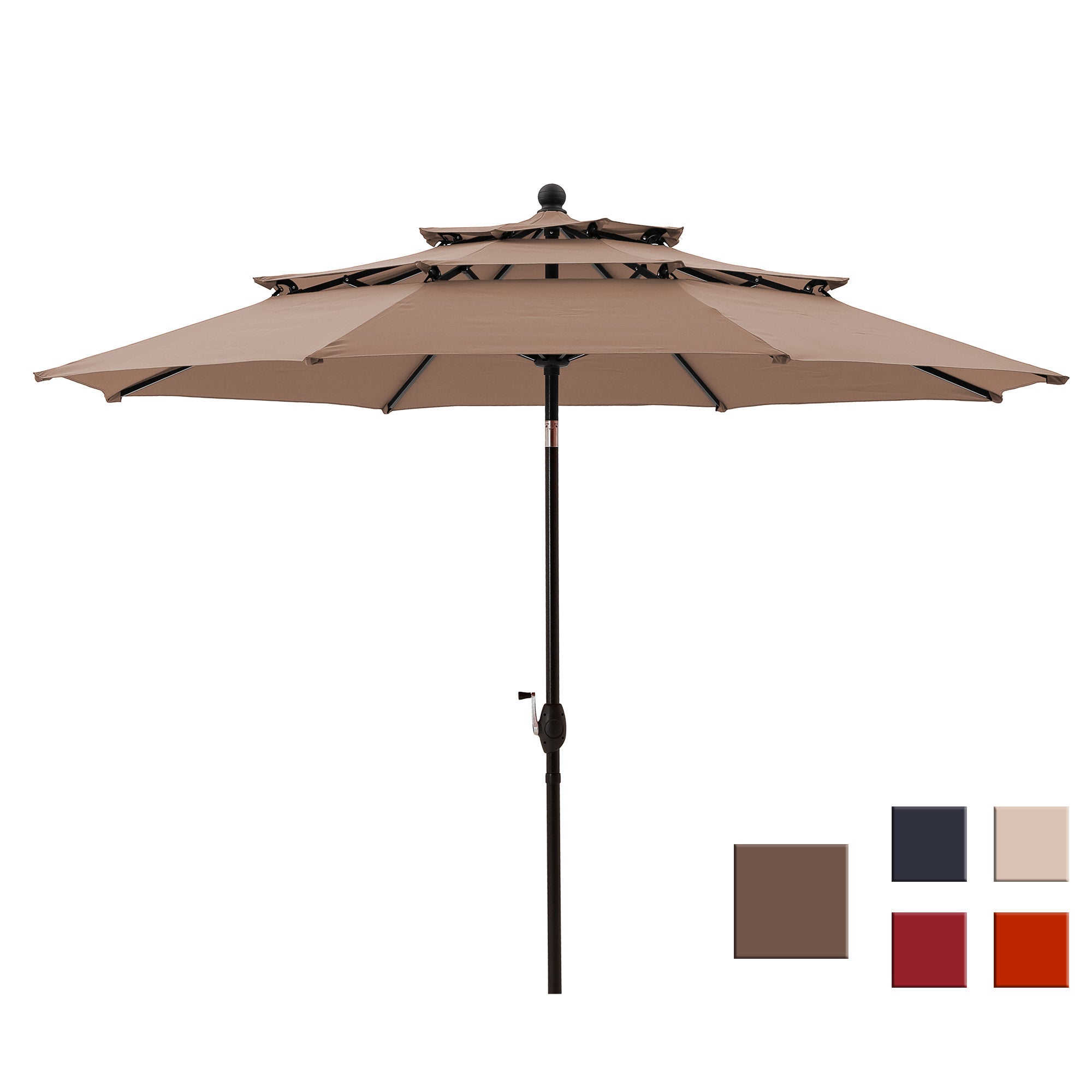 10-Ft Alu Triple Top Auto-Tilt Market  Patio Umbrella(Tan)