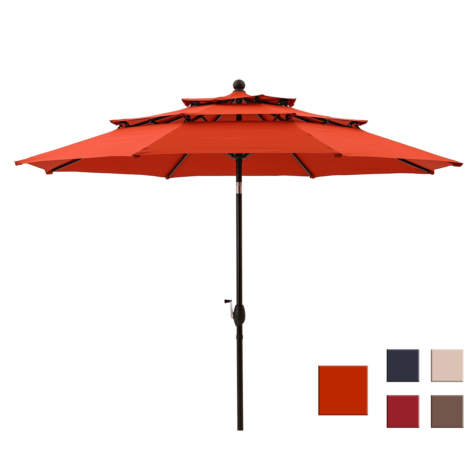 10-Ft Alu Triple Top Auto-Tilt Market  Patio Umbrella(Orange)