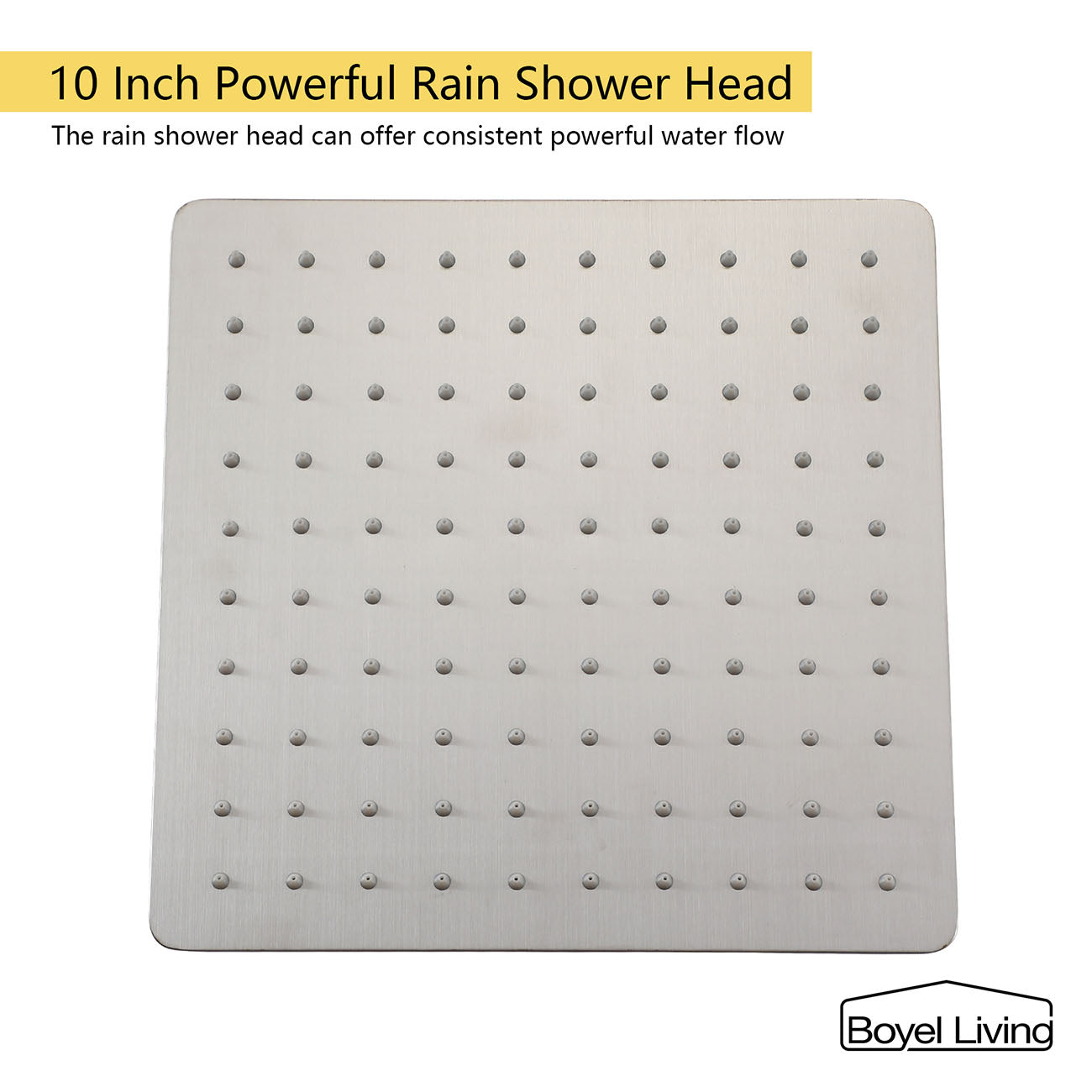 10 in. Powerful Rain Shower Head in Brushed Nickel