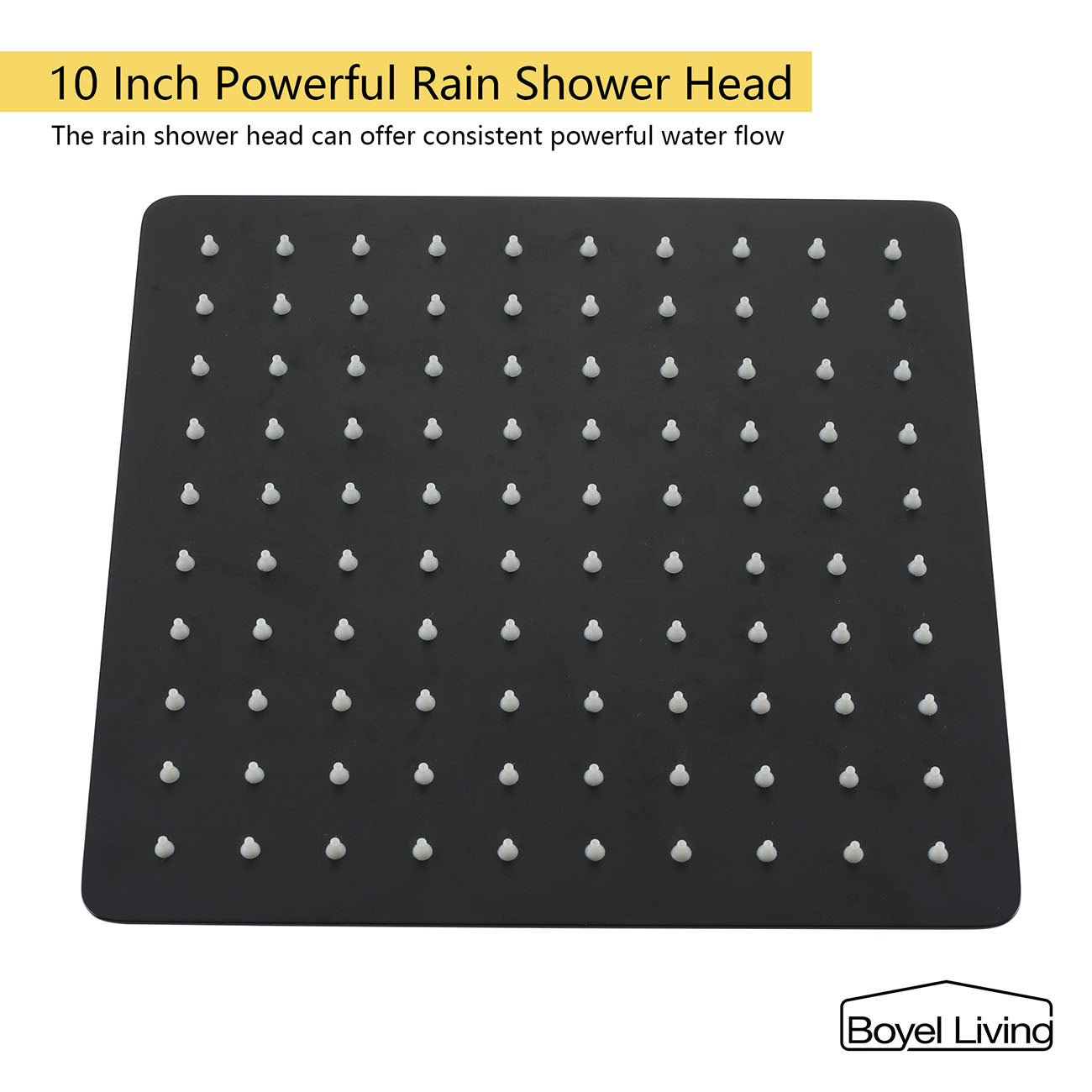 10 in. Powerful Rain Shower Head in Matte Black