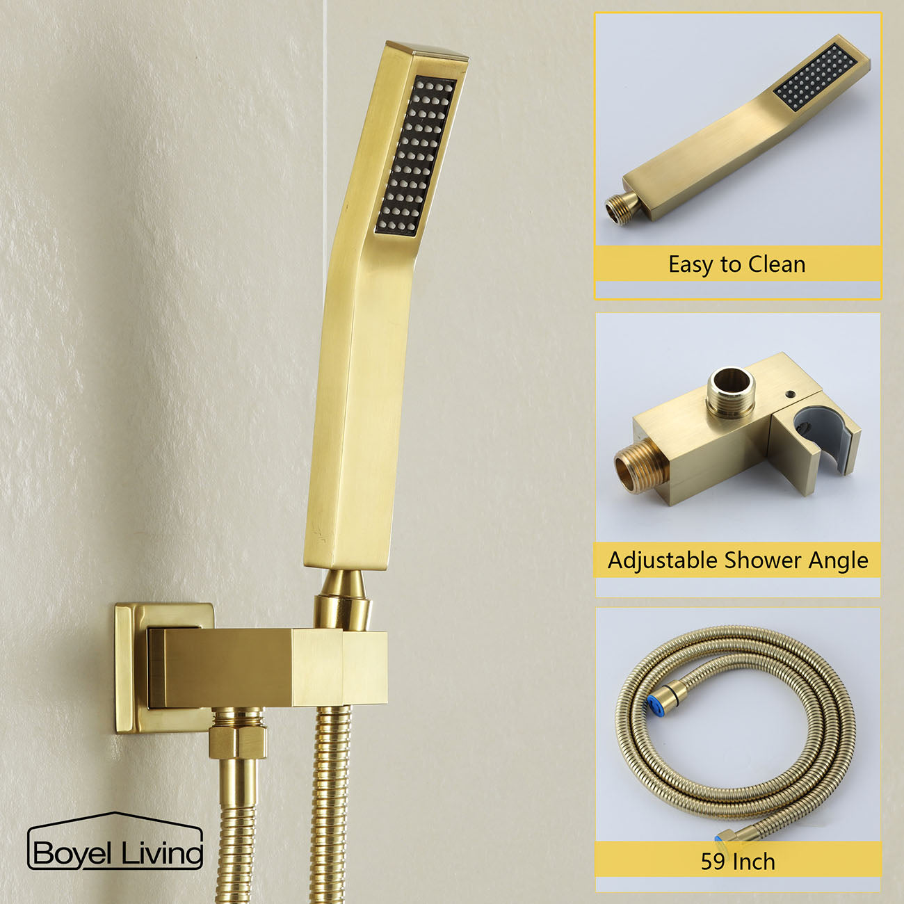 Shower System with Handheld Shower in Brushed Gold