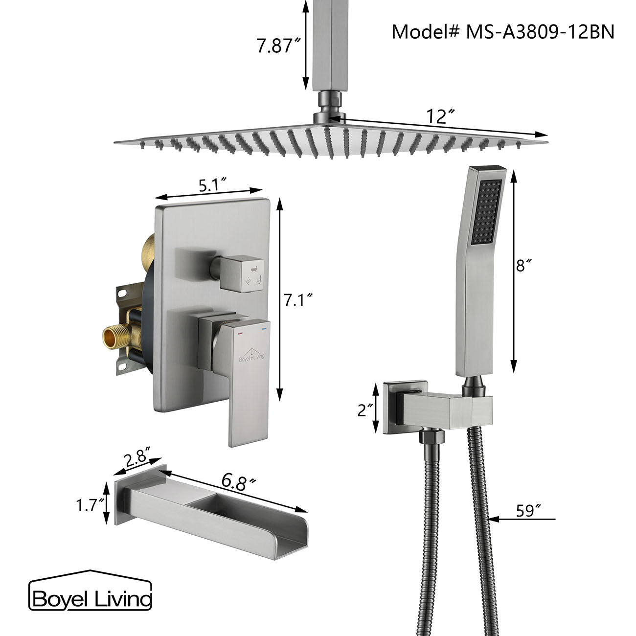 MS-A3809-12BN Dimensions