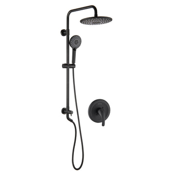 Boyel Living 3-Spray Patterns with 2.5 GPM 10 in. Wall Mount Dual Shower Heads in Matte Black