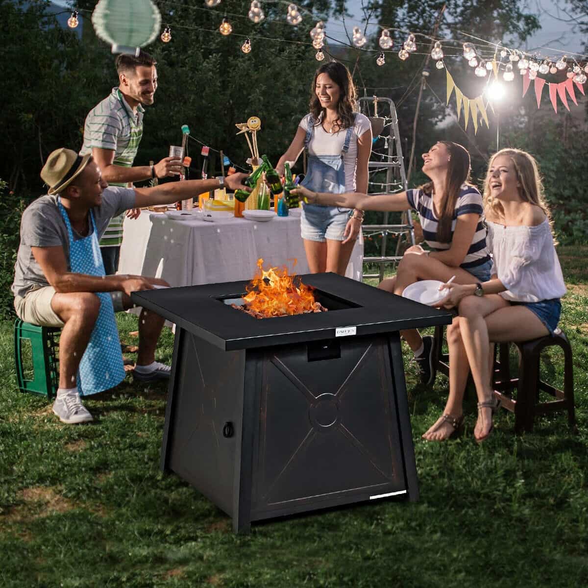 30”Square Propane Gas Fire Table with Waterproof Cover