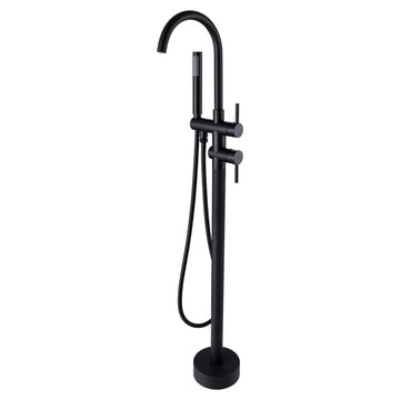 2-Handle Claw Foot Freestanding Tub Faucet with Shower in Matte Black