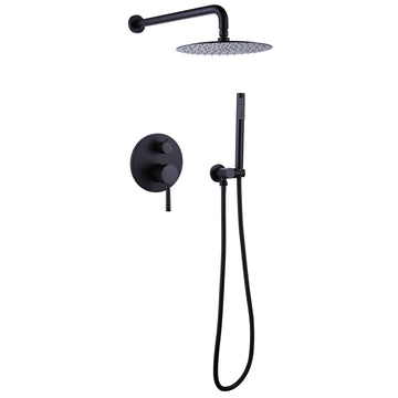 1-spray 10 in. High Pressure Dual Shower Heads, Shower System in Matte Black