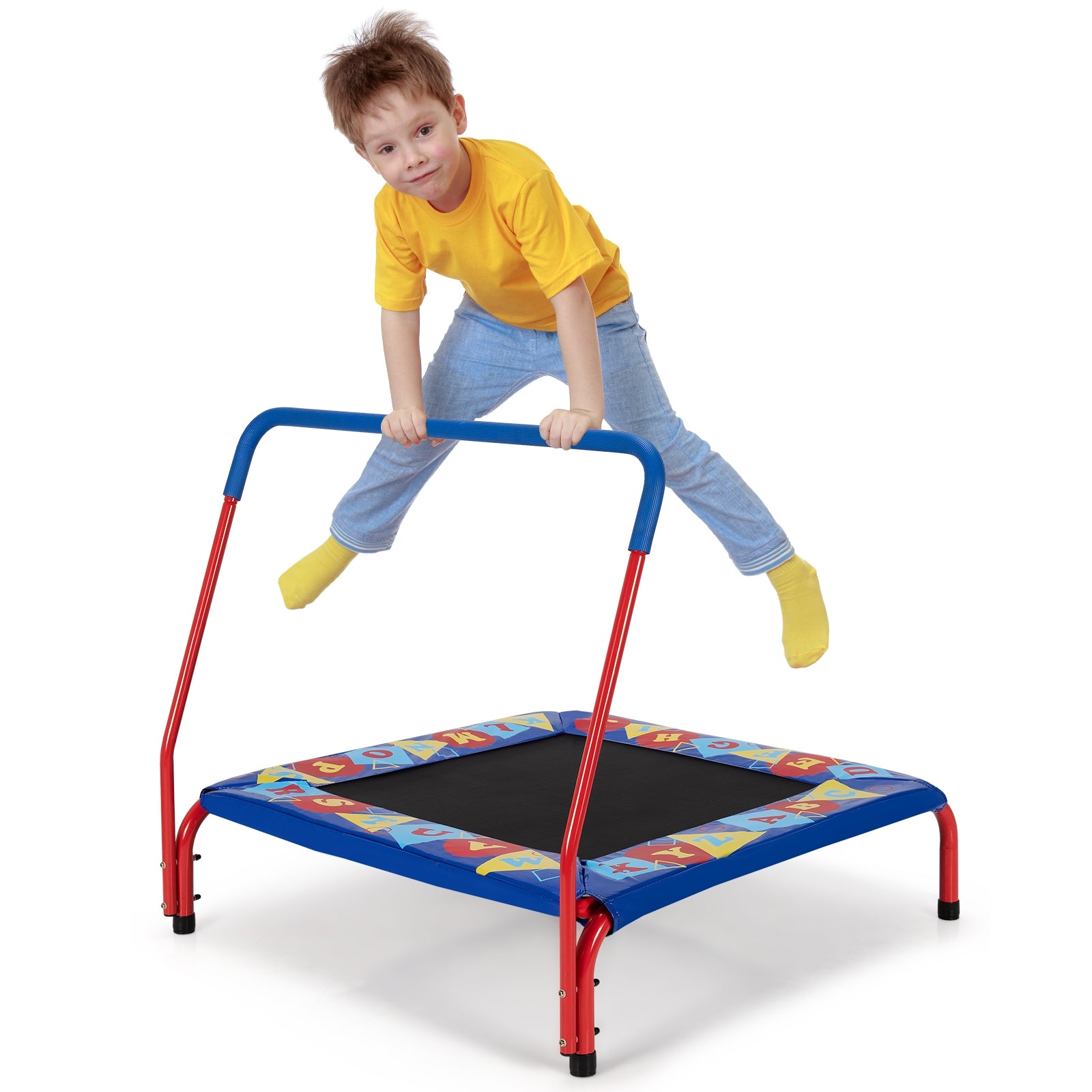 36 Inch Kids Indoor Outdoor Square Trampoline with Foamed Handrail