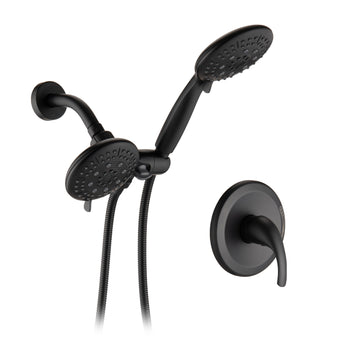 Boyel Living 5-Spray Patterns with 1.8 GPM 8.3 in. Wall Mount Dual Shower Heads in Matte Black