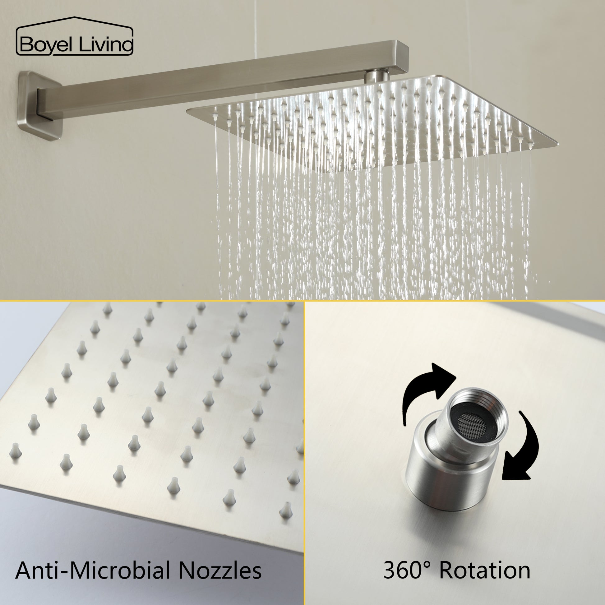 Wall Mount Square Large Waterfall Shower Head