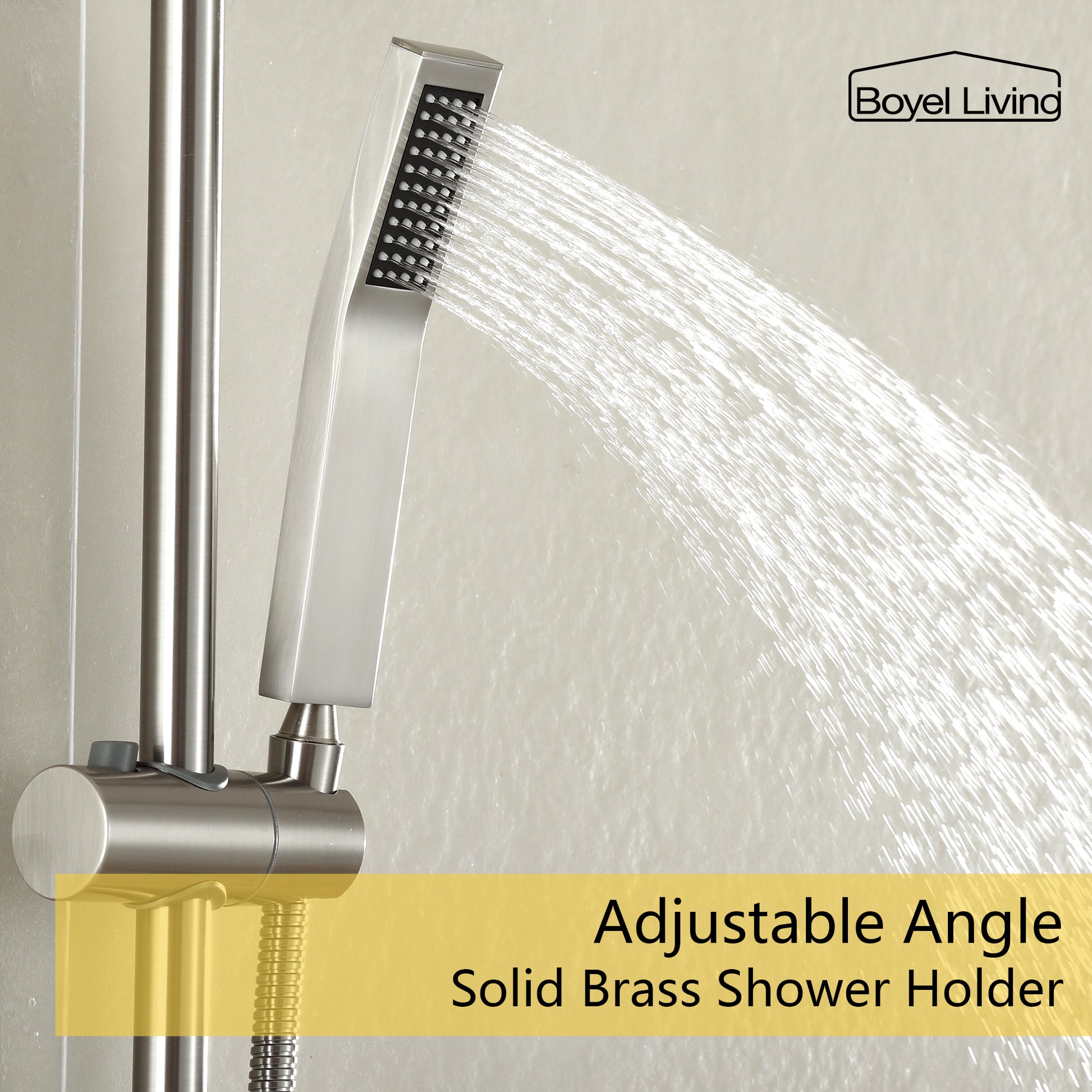 Brushed Nickel Handheld Shower with Solid Brass Shower Holder