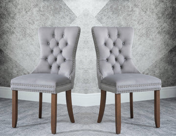 2 PCS High-end Tufted Solid Wood Upholstered Dining Chair with Nail-head Trim